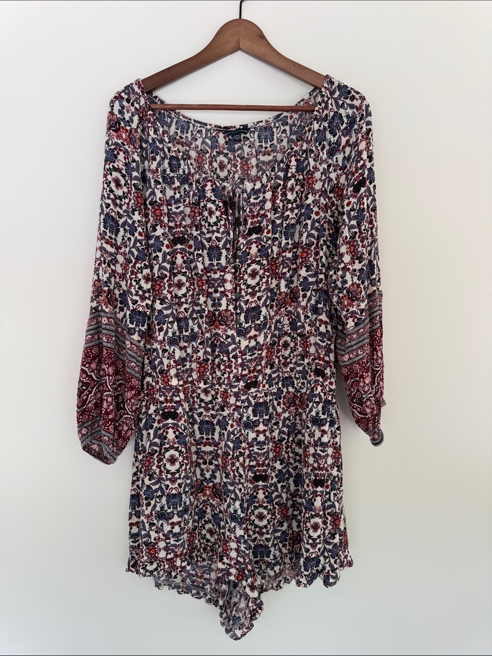 American Eagle Outfitters Floral Bell Sleeve Romper